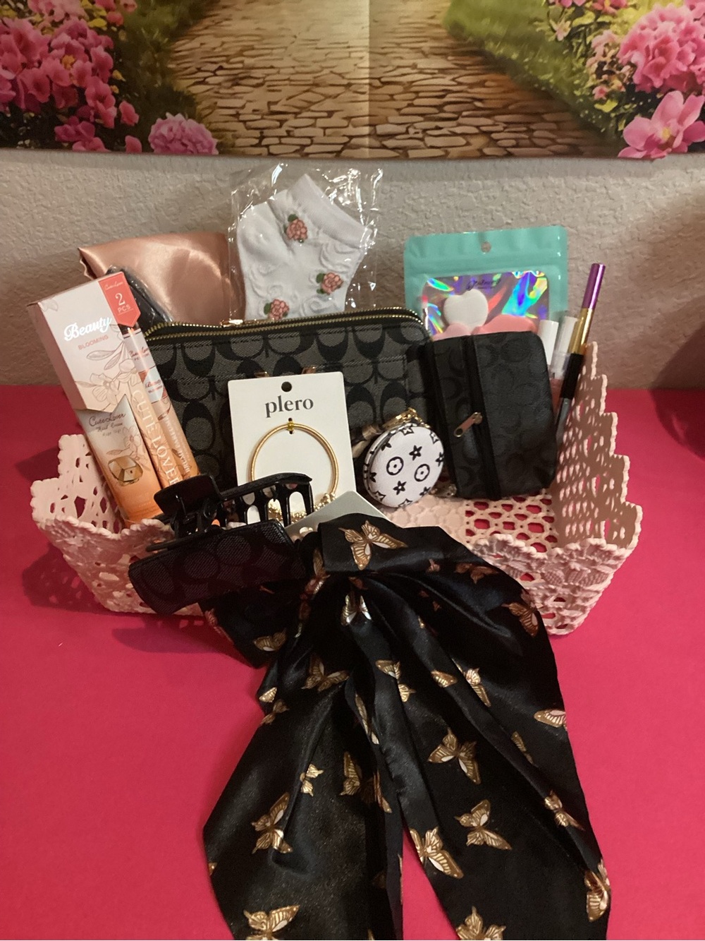 Black Signature Crossbody with Gold Butterfly Bow Accent